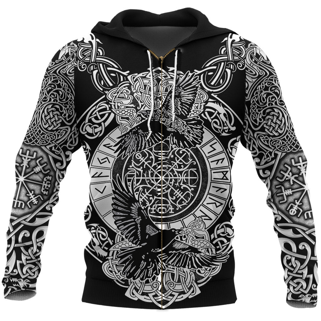 Viking Zip Hoodie Raven and Wolf RLT12