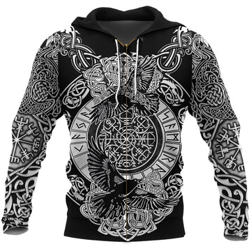 Viking Zip Hoodie Raven and Wolf RLT12