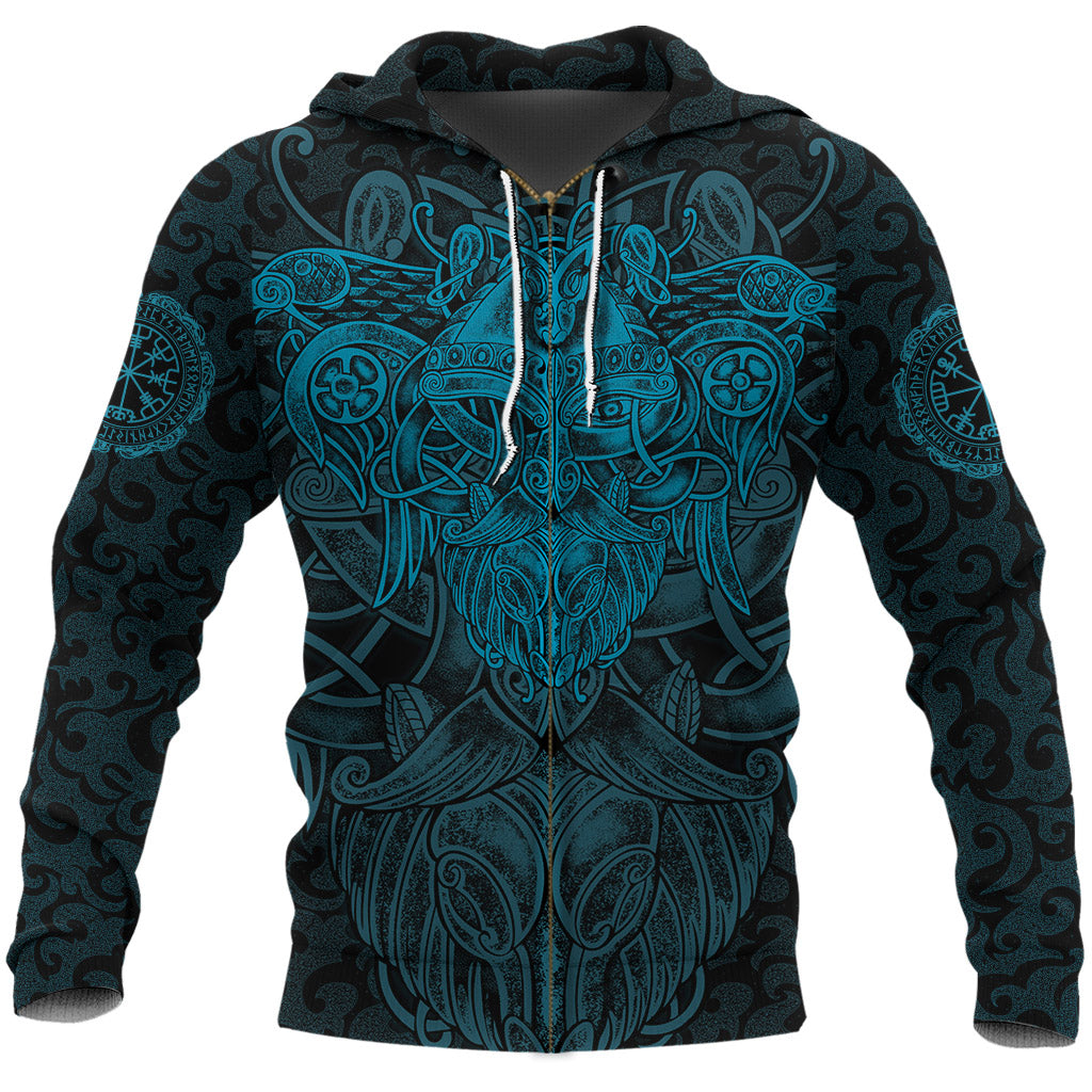 Viking Zip Hoodie Odin With Raven RLT12
