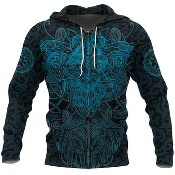 Viking Zip Hoodie Odin With Raven RLT12