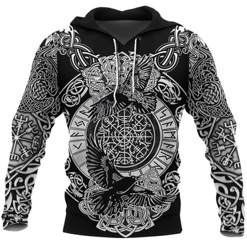 Viking Hoodie Raven and Wolf RLT12