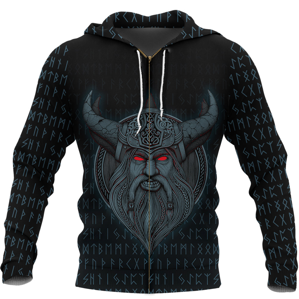 Viking Zip Hoodie - Odin Angry RLT12