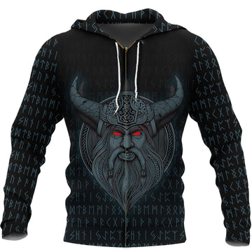 Viking Zip Hoodie - Odin Angry RLT12
