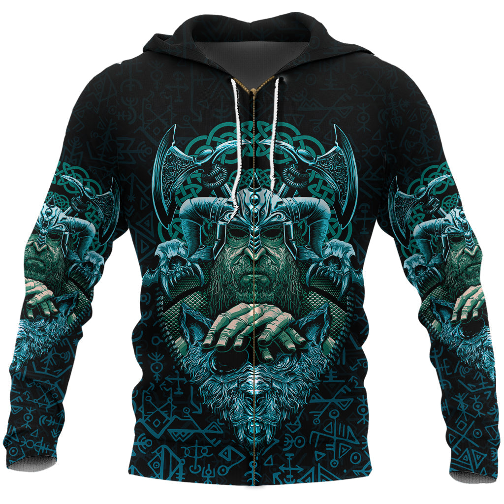 Viking Zip Hoodie Odin With Fenrir RLT12