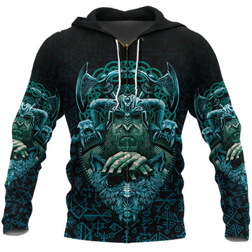 Viking Zip Hoodie Odin With Fenrir RLT12