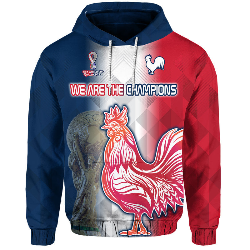 Custom France Football Hoodie Roosters Champions 2022 LT9