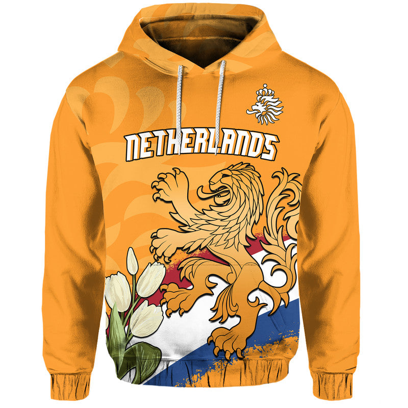 Custom Netherlands Football Flag Mix Tulip Flower Hoodie LT9