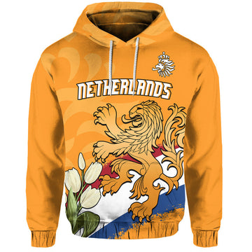 Custom Netherlands Football Flag Mix Tulip Flower Hoodie LT9