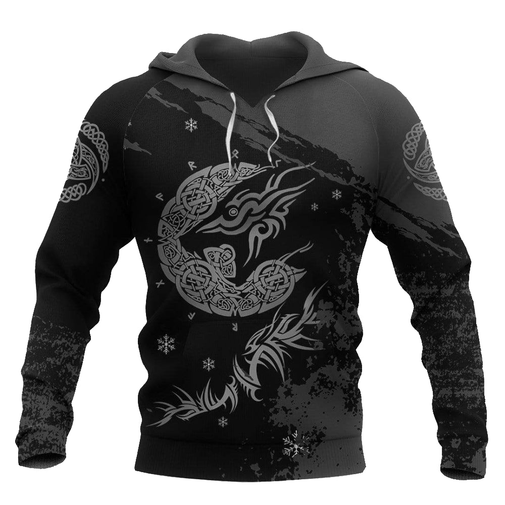 Viking Clothing Tyrs Black Fenrir Hoodie RLT12