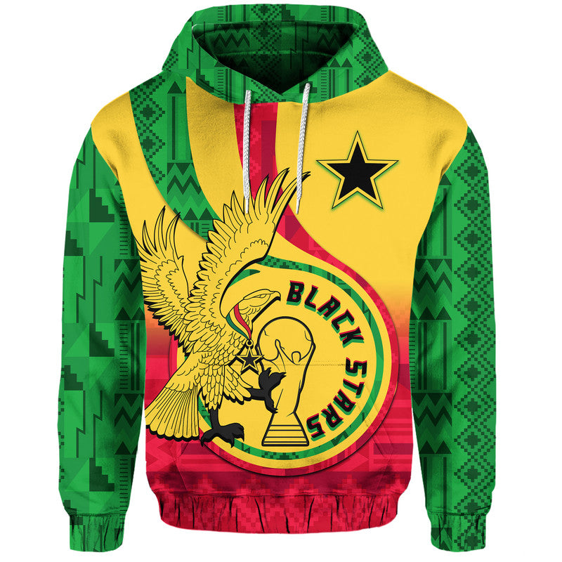 Custom Ghana Football Black Star and Golden Tawny Eagles Hoodie LT9