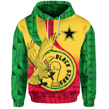 Custom Ghana Football Black Star and Golden Tawny Eagles Hoodie LT9