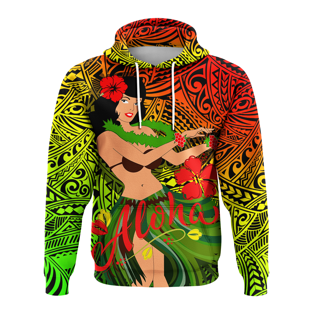 Custom Hawaii Hula Girl Reggae Hoodie LT2