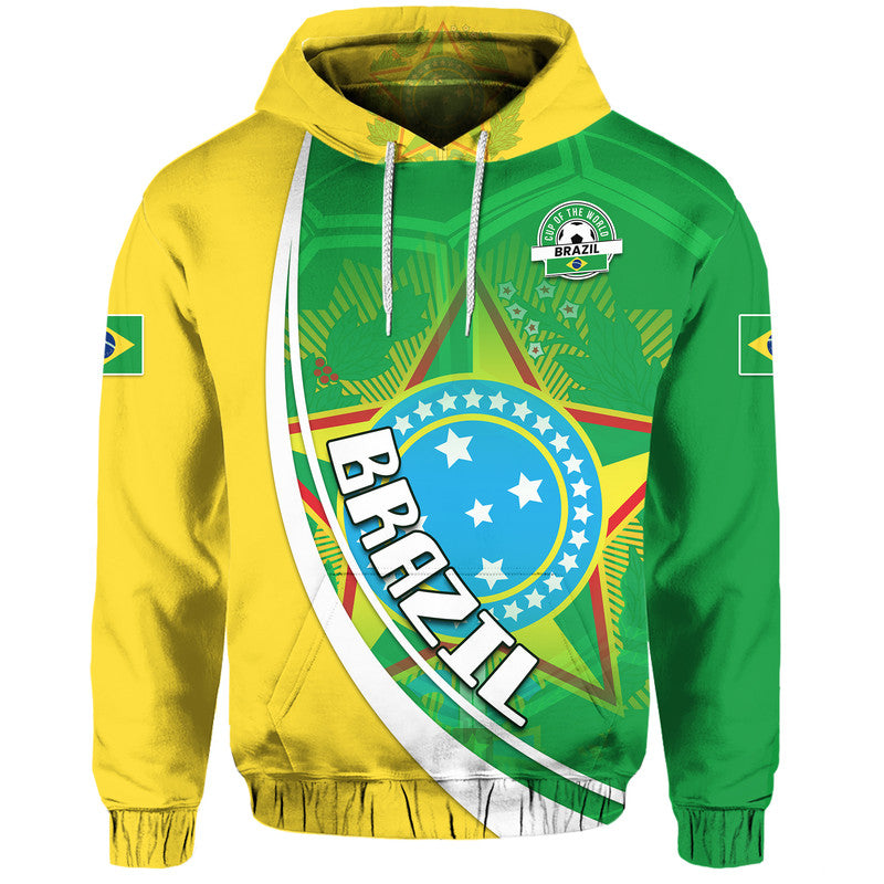 Brazil Football Hoodie Coat Of Arms Canarinha Champions Football 2022 LT9