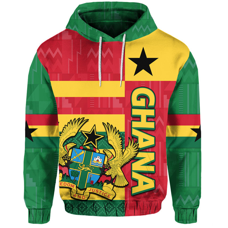 Custom Ghana Football Flag Color Mixed Kente Pattern Hoodie LT9