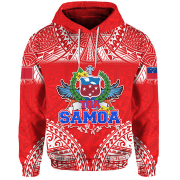 Toa Samoa Polynesian Rugby Hoodie Samoan Flag Red Color LT9