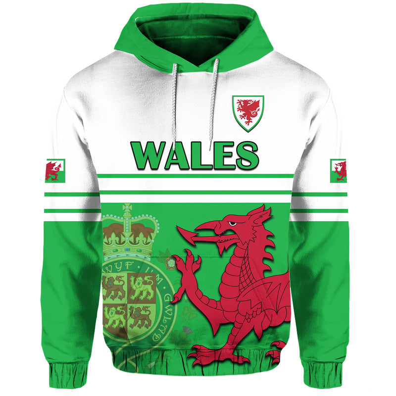 Custom Wales Football Hoodie Cymru Coat of Arms LT9
