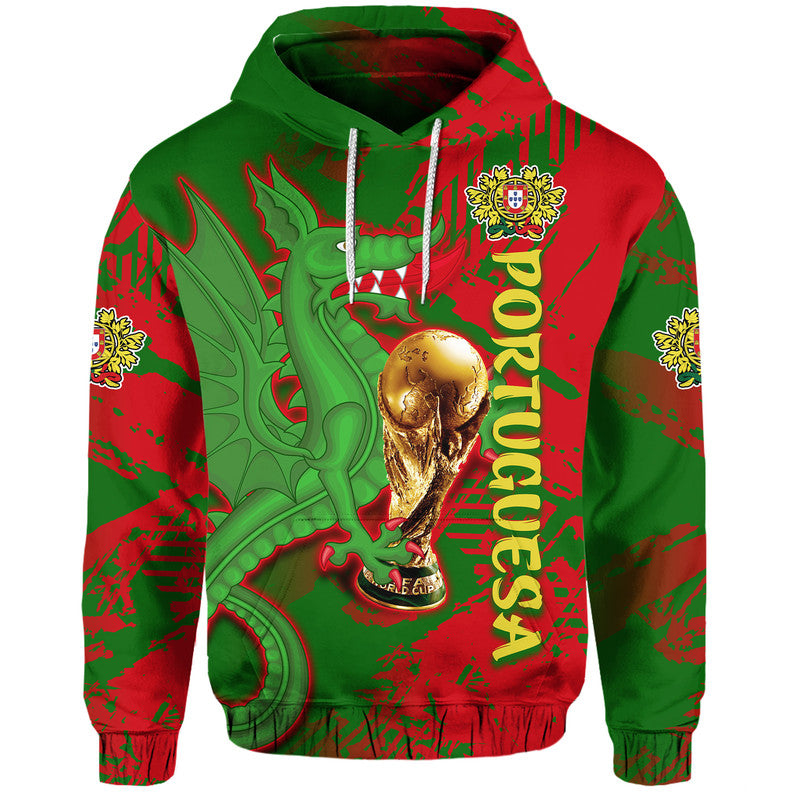 Custom Portugal Football Hoodie Dragon of Royal Arms During The Reign of Queen Maria II LT9