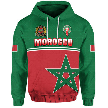 Custom Morocco Football Geometric Halftone Pattern Hoodie LT9