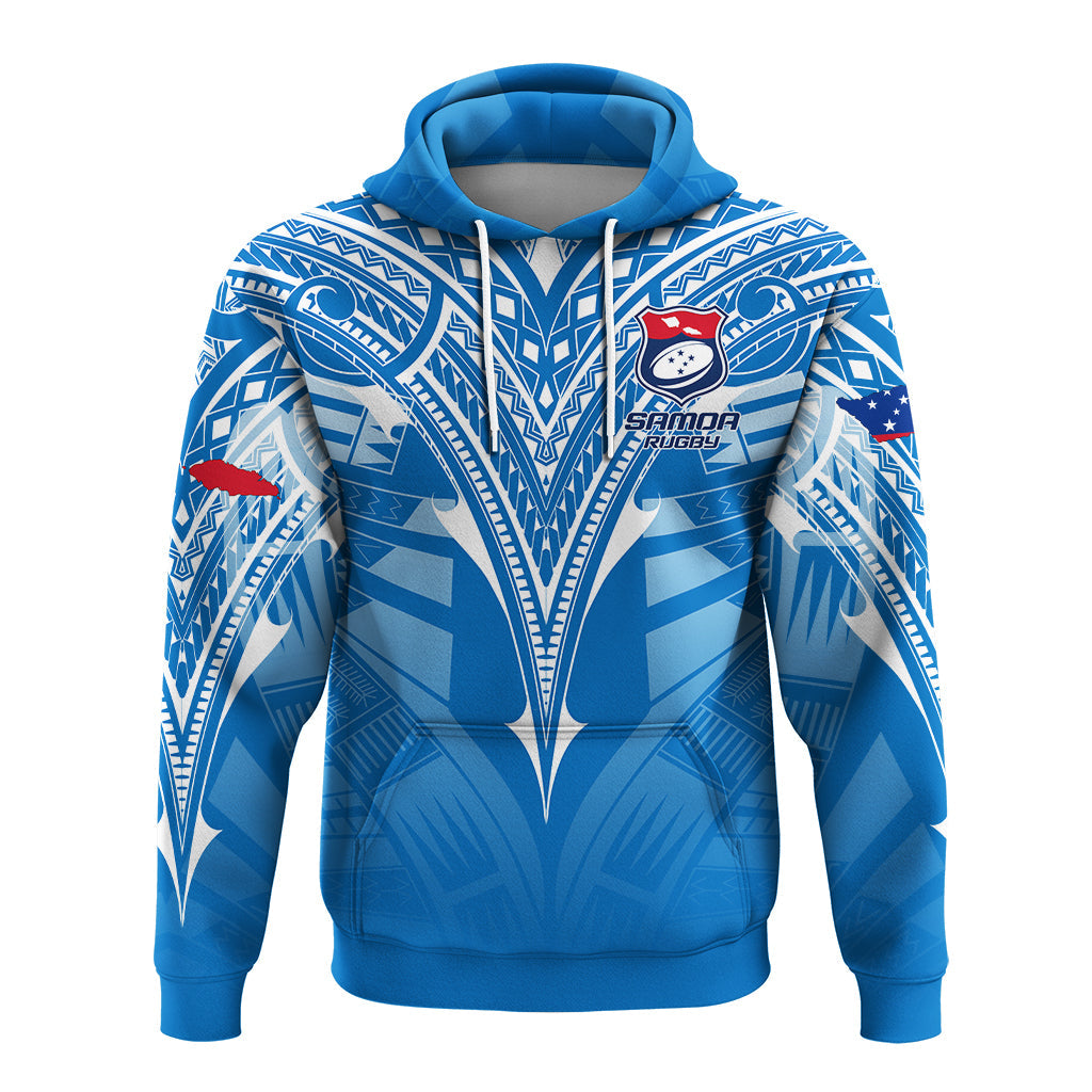 Custom Personalised Samoa Rugby Toa Samoa Blue Style Hoodie LT2