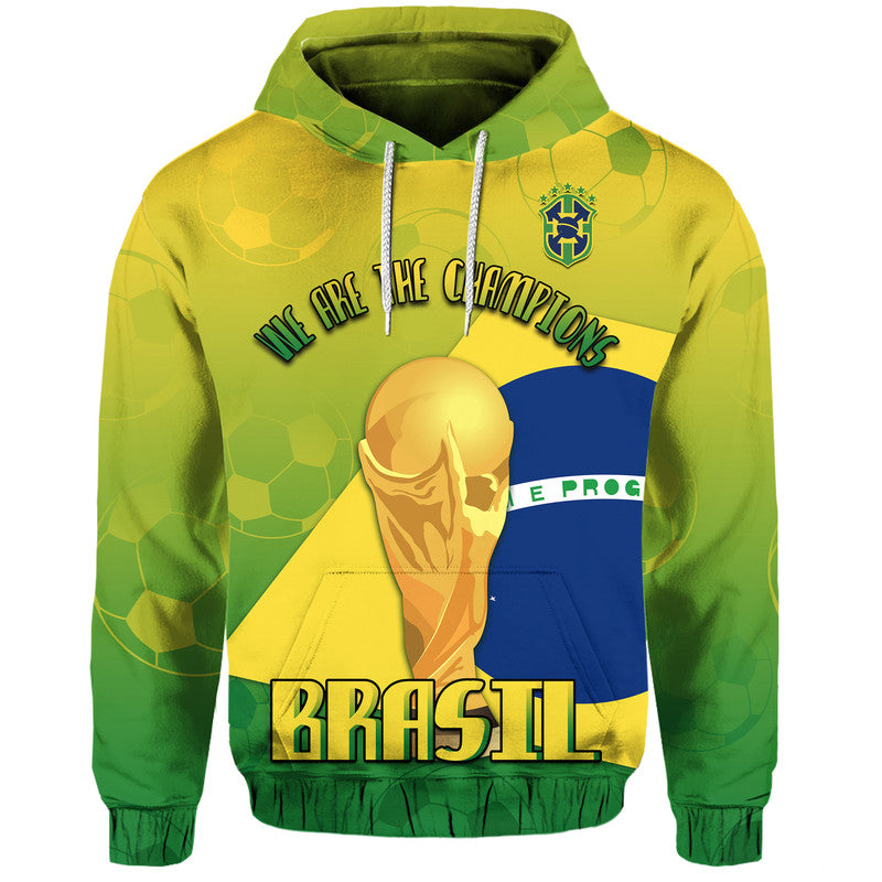Brazil Football Champions Flag With Soccer Ball Hoodie LT9