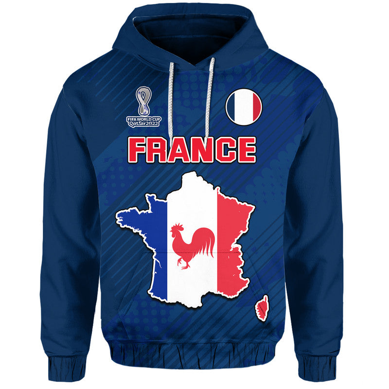 Custom France Football 2022 With Flag Map Hoodie LT9
