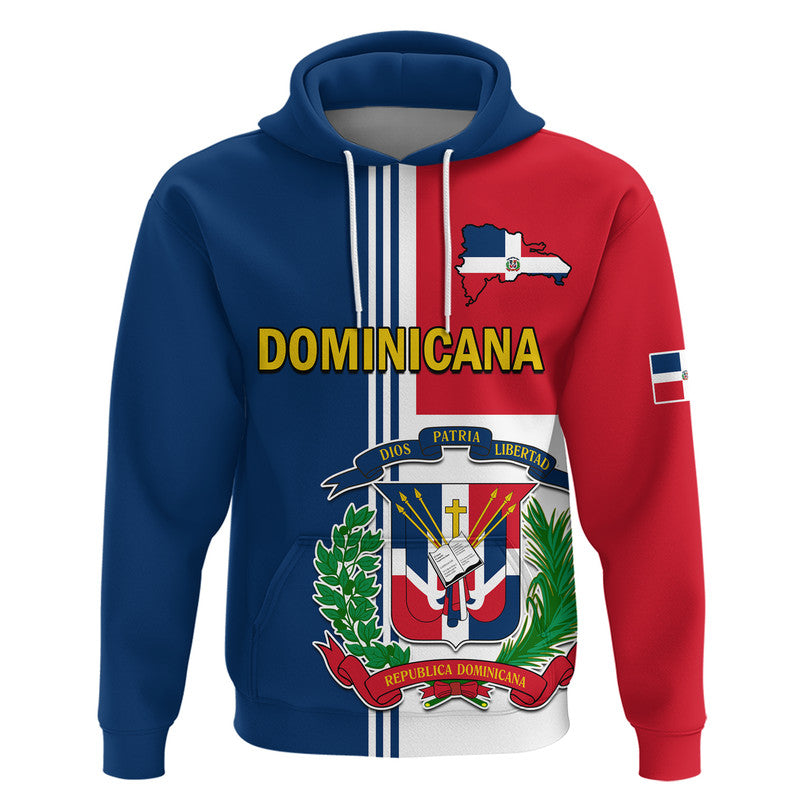 Custom Dominican Republic Hoodie Coat Of Arms And Flag Map LT9