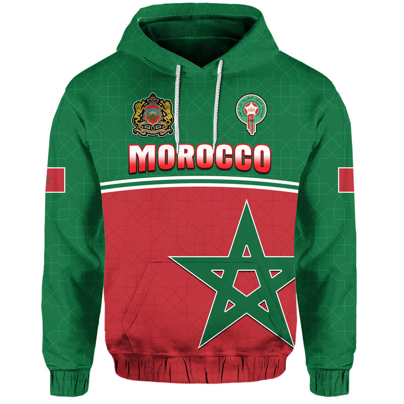 Morocco Football Geometric Halftone Pattern Zip Up And Pullover Hoodie LT9
