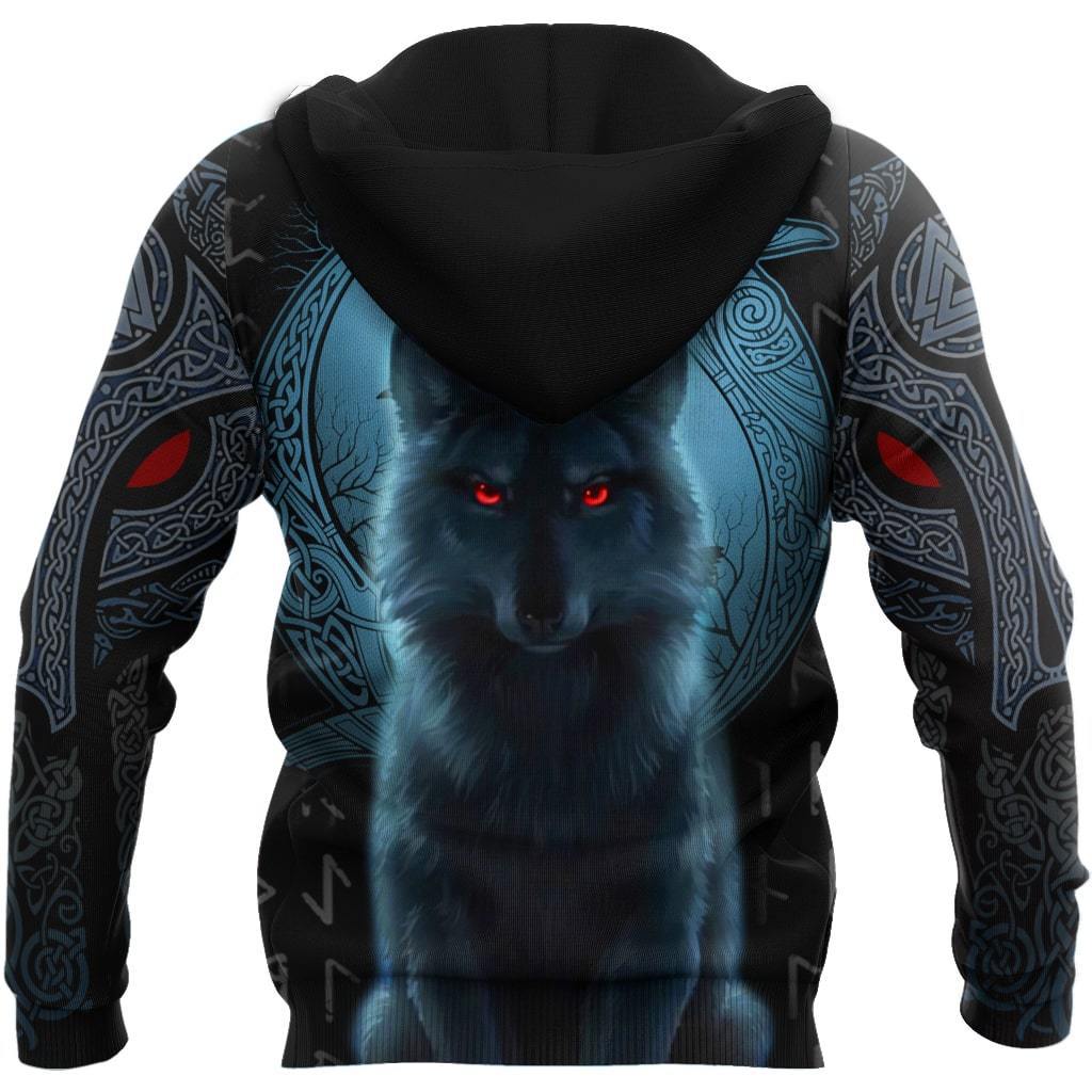 Viking Zip Hoodie - Fenrir Viking Wolf and Moon 3D RLT12