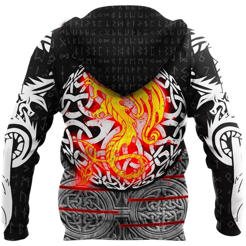 Viking Zip Hoodie - Nidhogg Vikings Tattoo 3D RLT12