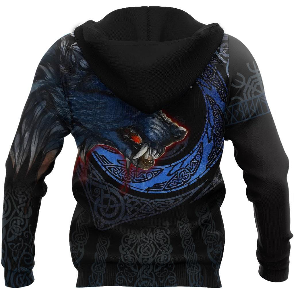 Viking Zip Hoodie - Fenrir Viking Wolf 3D RLT12