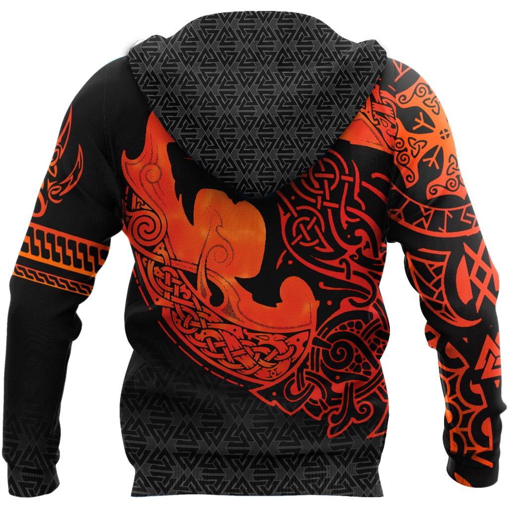 Viking Pullover Hoodie - Fenrir Viking 3D Tattoo RLT12