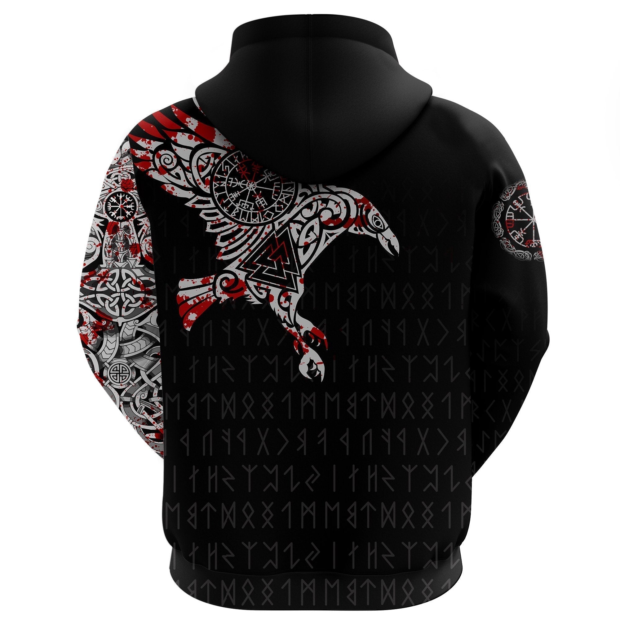 Viking Raven Tatoo Blood Zip Hoodie A15 RLT12