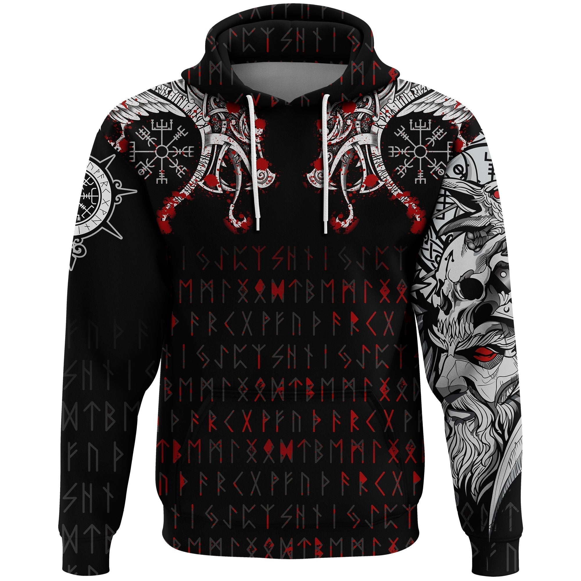 Viking. Zip Hoodie - Double Dragon Tattoo and Vegvisir Blood RLT12