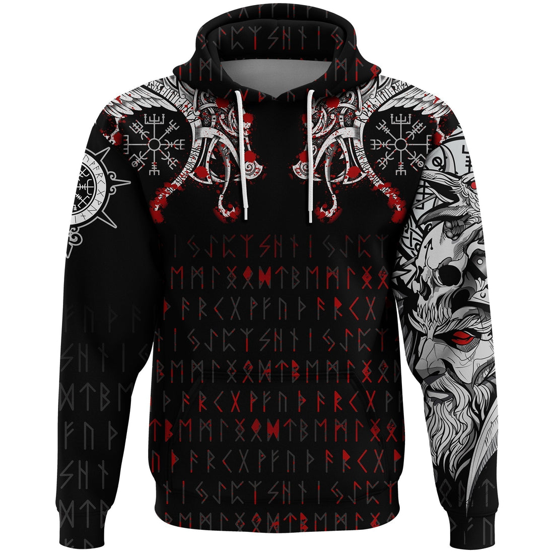 Viking. Zip Hoodie - Double Dragon Tattoo and Vegvisir Blood RLT12