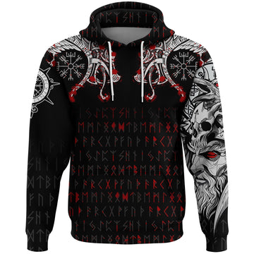 Viking. Zip Hoodie - Double Dragon Tattoo and Vegvisir Blood RLT12