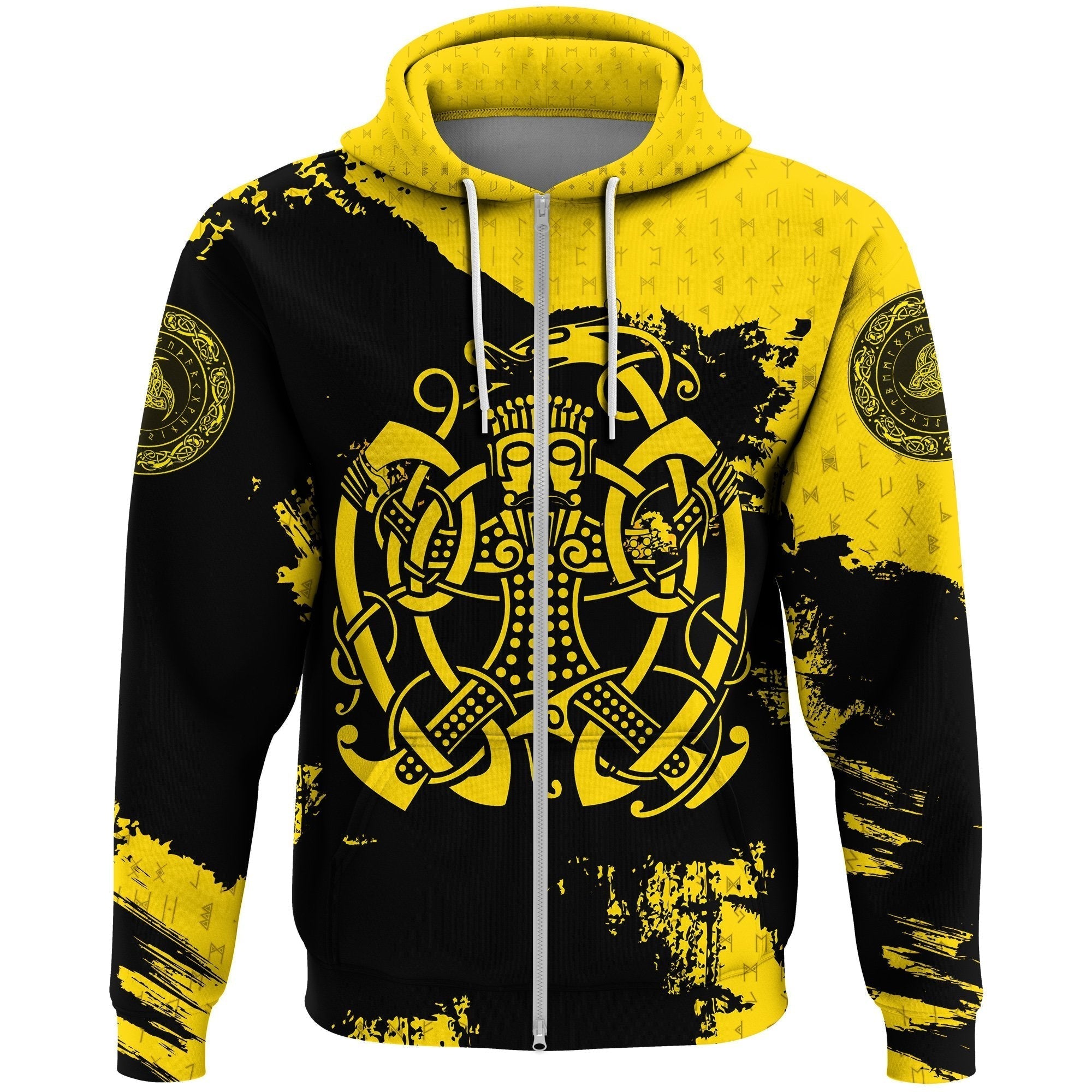 Viking Zip Hoodie, Loki Bound Triskele Rune Gold RLT12