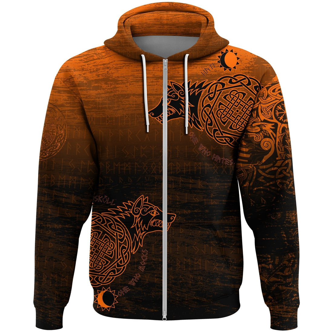 Viking Zip Hoodie, Skoll and Hati Orange RLT12