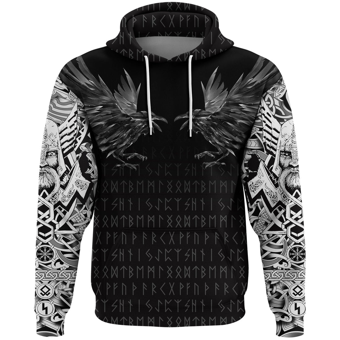Viking Hoodie Odin Huginn and Muninn Rune RLT12
