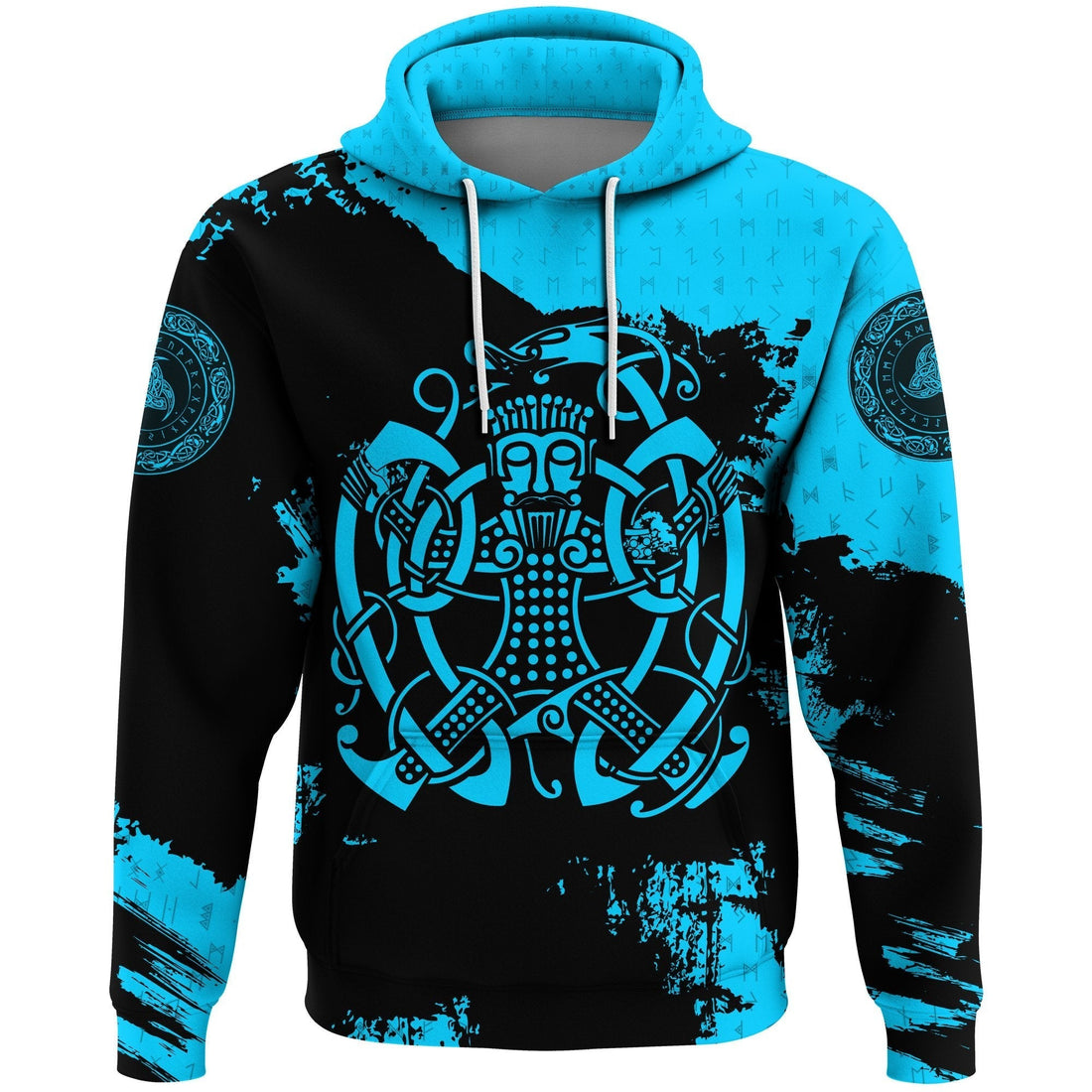 Viking Hoodie, Loki Bound Triskele Rune Cyan RLT12