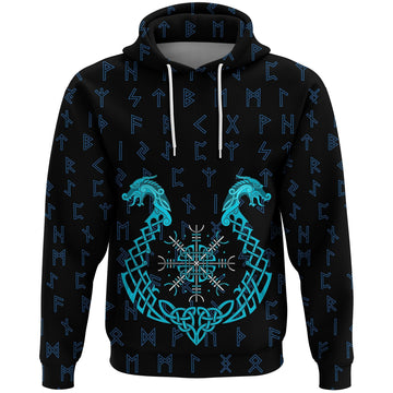 Viking Hoodie, Aegishjalmur Helm Of Awe Blue Edition RLT12