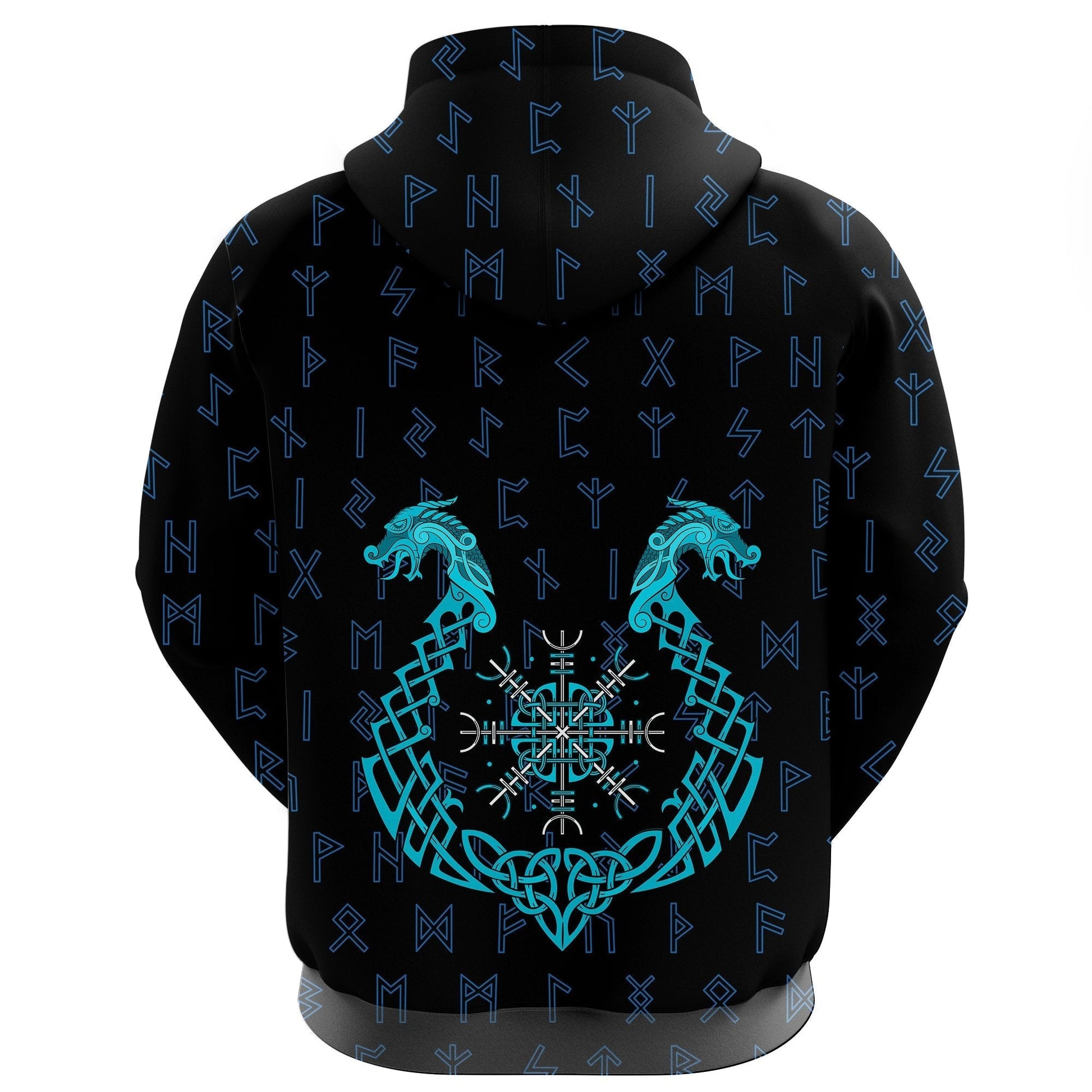 Viking Zip Hoodie, Aegishjalmur Helm Of Awe Blue Edition RLT12
