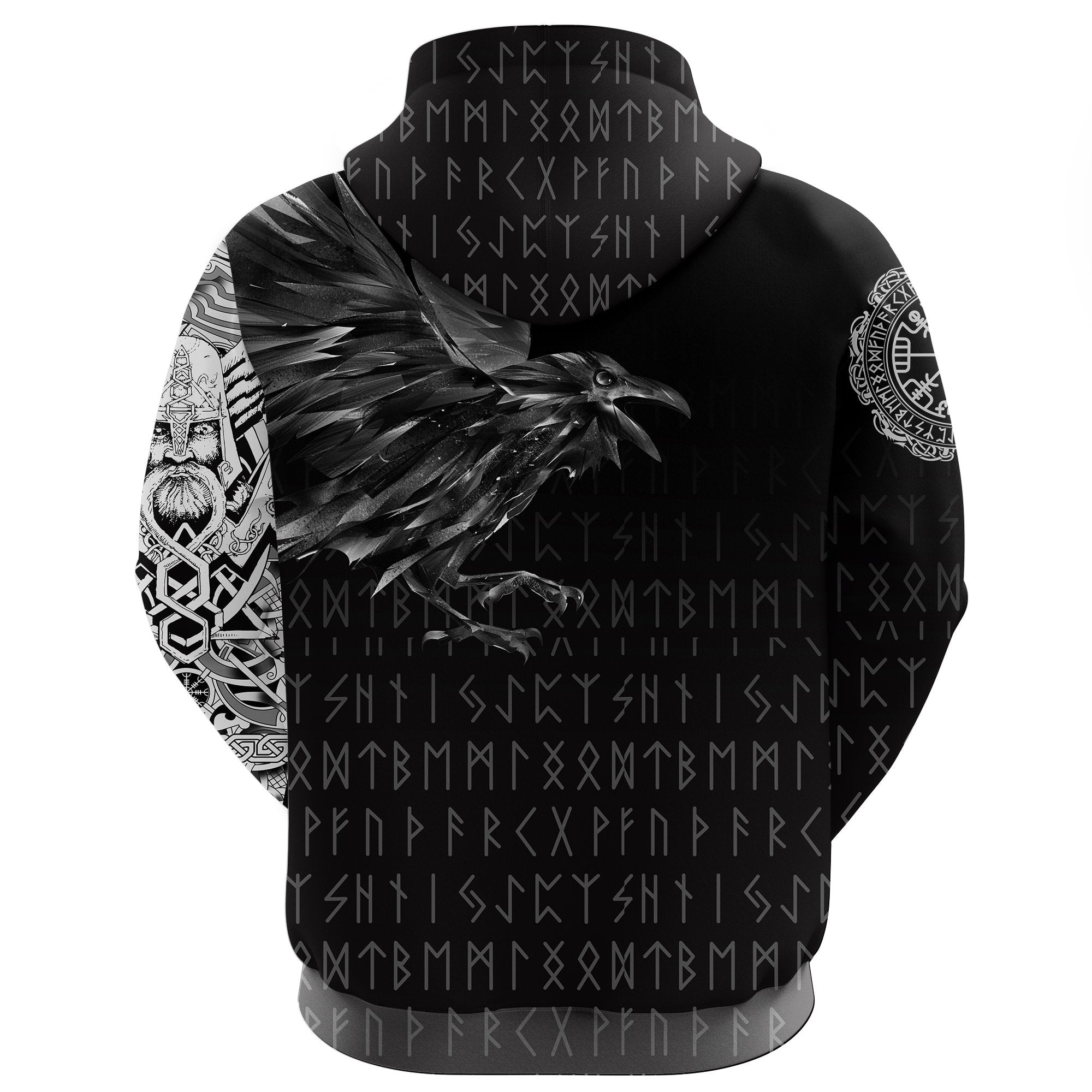 Viking Zip Hoodie - The Raven Of Odin Rune RLT12
