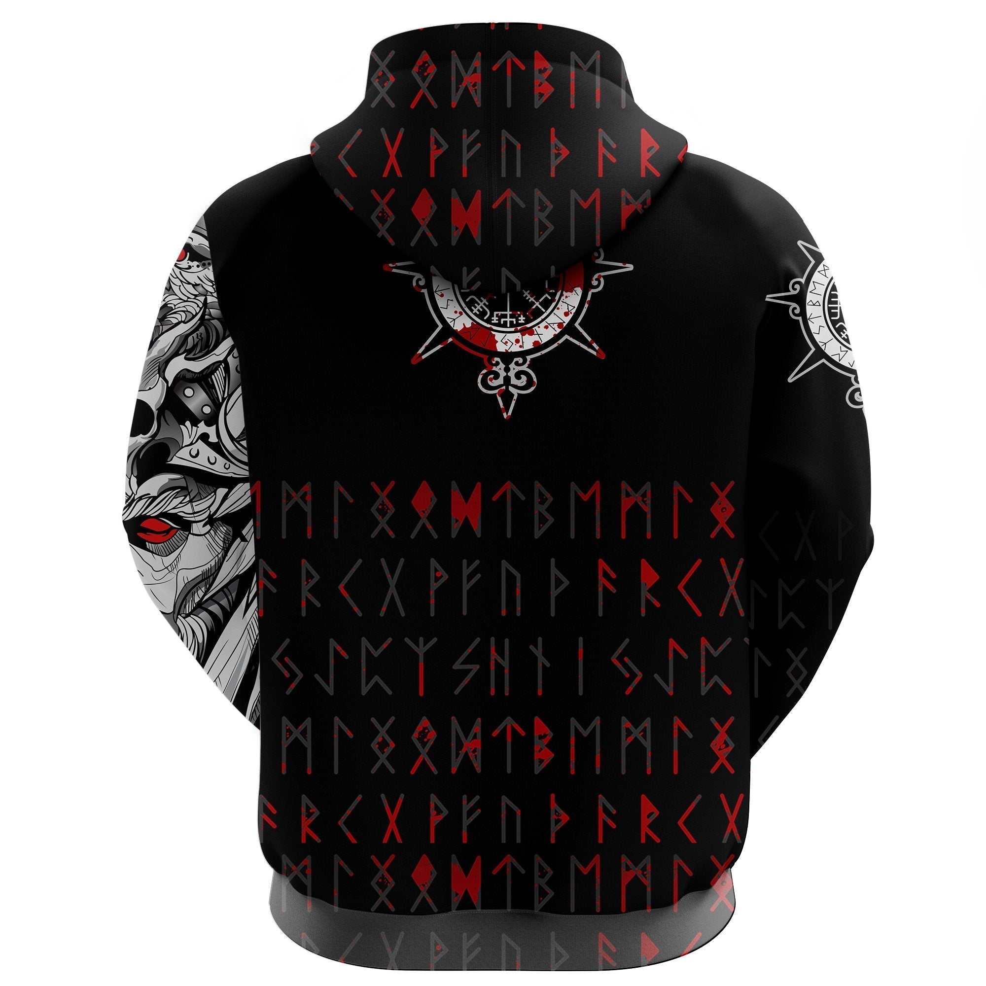 Viking. Zip Hoodie - Double Dragon Tattoo and Vegvisir Blood RLT12