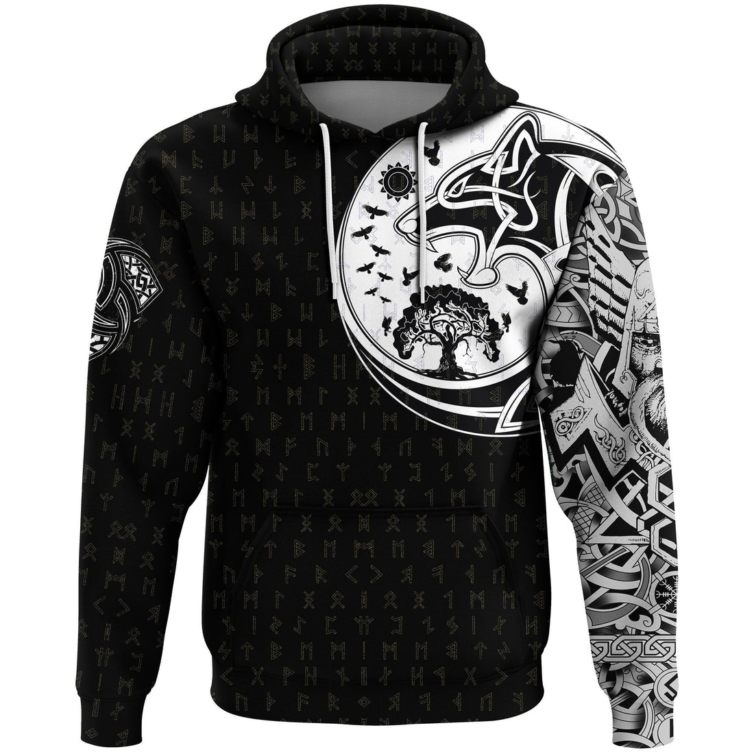 Viking Hoodie, Skoll and Hati Rune Tattoo RLT12