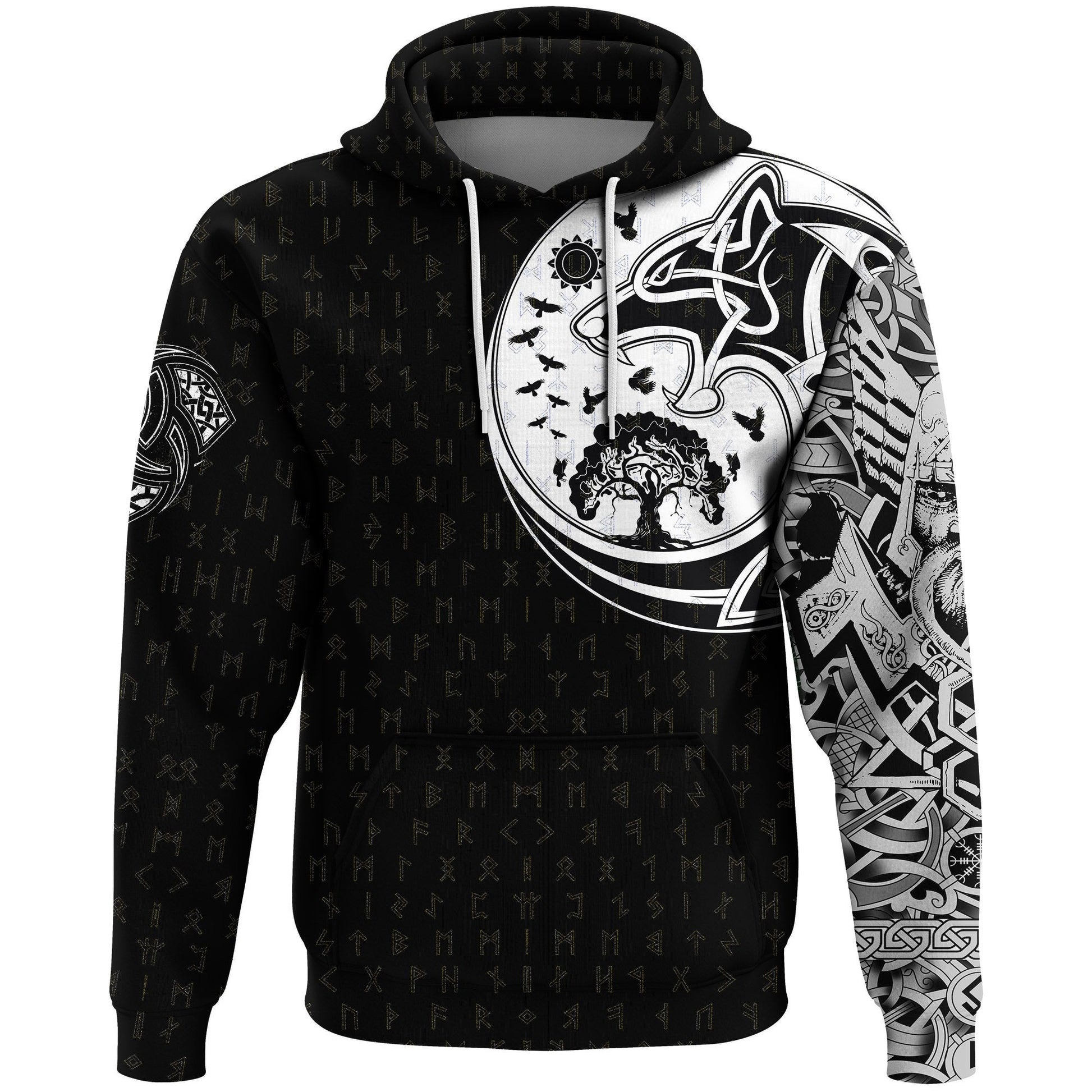 Viking Hoodie, Skoll and Hati Rune Tattoo RLT12