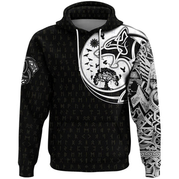 Viking Hoodie, Skoll and Hati Rune Tattoo RLT12