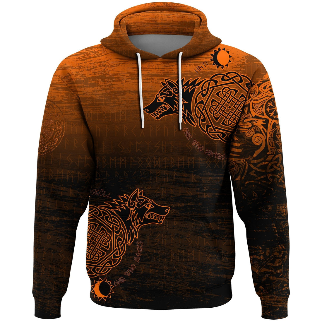 Viking Hoodie, Skoll and Hati Orange RLT12
