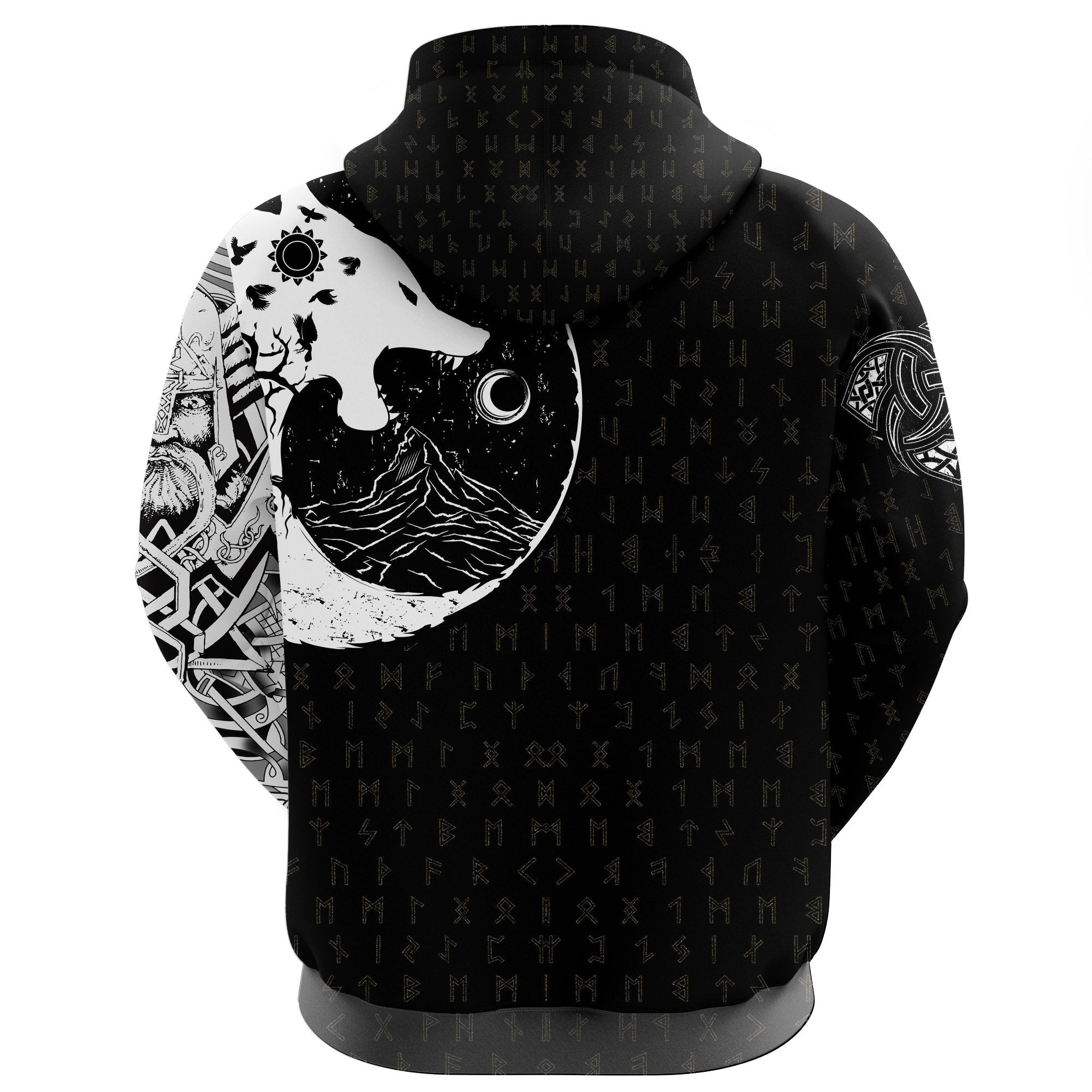 Viking Zip Hoodie, Skoll and Hati Rune Tattoo RLT12
