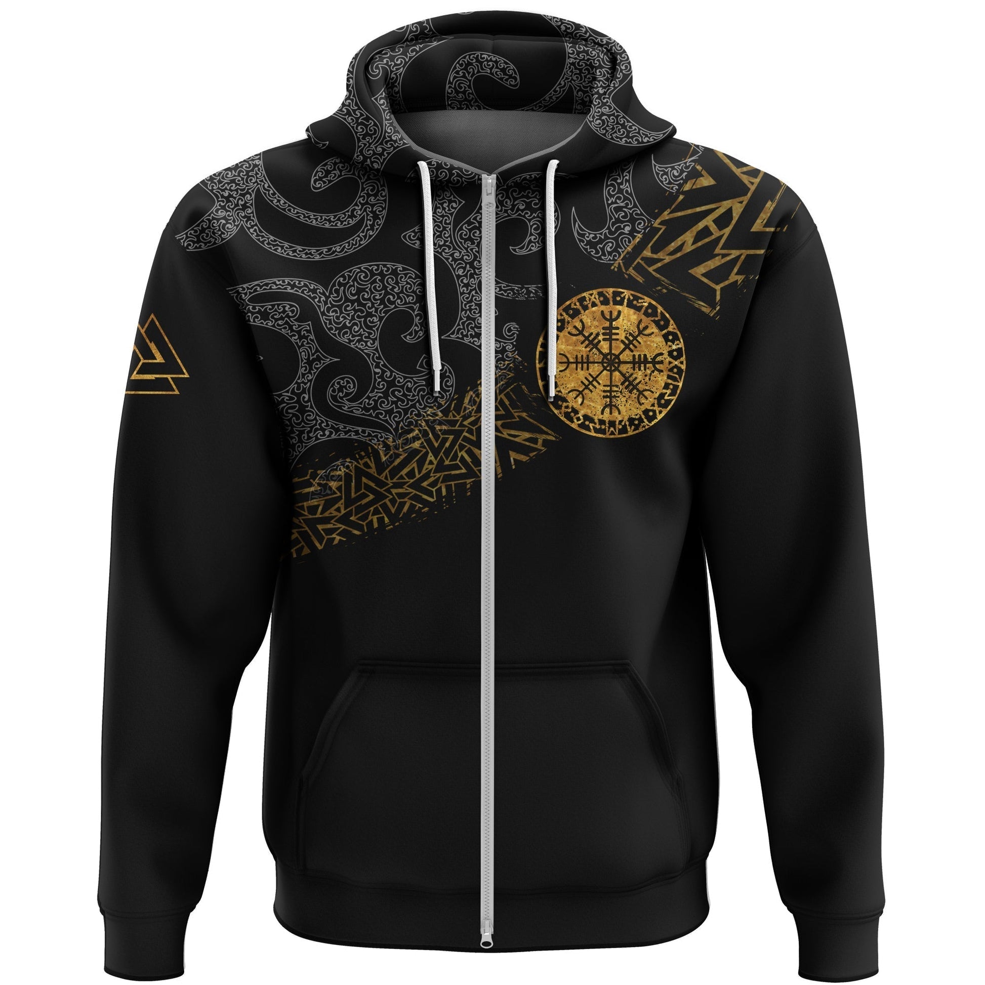 Viking Zip Hoodie - Viking Wolfs - Skoll and Hati RLT12