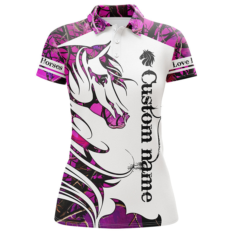 Country Girls Horse Lovers Custom Shirts And Legging Pants, Horse Riding Outfit For Women Pink Camo